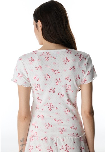 Penti Pembe Blossom Pointel Tişört Pijama Üstü