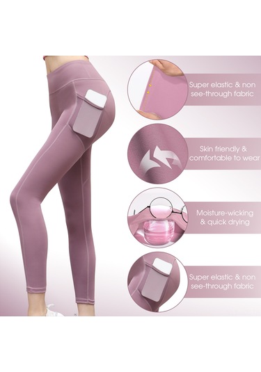 Geeroyoo Kadınlar İçin Yüksek Bel Tasarımlı, Nefes Alabilen, Esnek Yoga Taytı - Koşu, Spor Ve Günlük Kullanım İçin İdeal. Açık Mor
