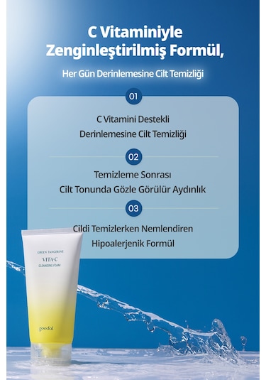 Cilde Aydınlık Görünüm Sunan Temizleme Köpüğü Goodal Green Tangerine Vita C Cleansing Foam