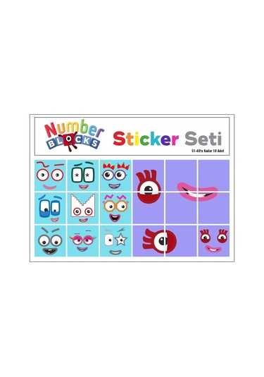Number Blocks Matematik Eğitici Birim Küp Snapcubes /51-60 Sticker 18 Pcs