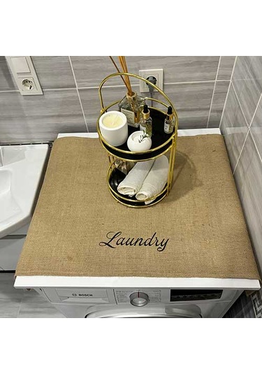Laundry Duck Keten Su Geçirmez Ve Kirlenmez Çamaşır Makinesi - Buzdolabı - Bulaşık Makinesi Örtüsü Kahverengi - Siyah