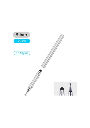 Gümüş Evrensel Çizim Tableti İçin 2'si 1 Arada Stylus Kalem Kapasitif Ekran Dokunmatik Kal Mobil Android Ios Kalem Stylus 56851356