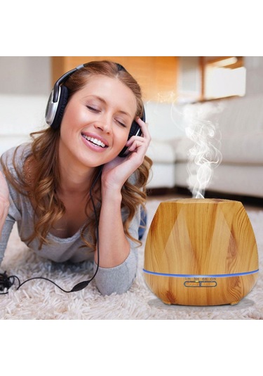 Cbtx Elmas Ahşap Tahıl Uzaktan Kumanda Ultrasonik Nemlendirici Aromaterapi Makinesi Led Işıklı Otomatik Alkol Püskürtücü, Kapasite: 400 Ml, Ab Tak Koyu Ahşap Rengi