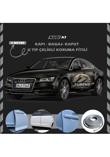 Audi A7 Oto Araç Kapı Koruma Fitili 5 Metre Parlak Gri Renk