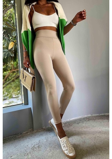 Kadın Yüksek Bel Içi Şardonlu Fırsat Ürün Toparlayıcı Tayt Karışık