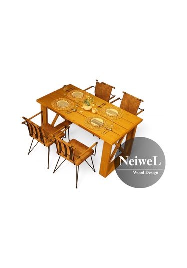 Neiwel Garden Dian Doğal Ahşap Bahçe Yemek Masası-80-100 Açık Ceviz
