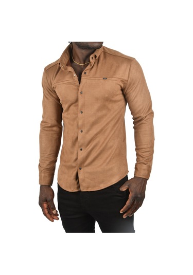 Deepsea Erkek Açık Kahve Çıtçıtlı Süet Gömlek 2500556 Açık Kahverengi