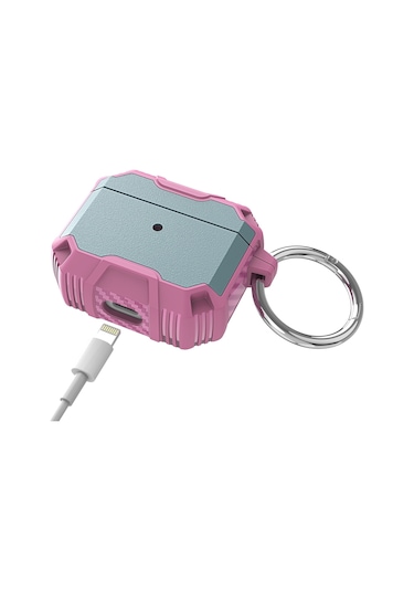 Kablosuz Kulaklık Tpu + Pc Airpods Uyumlu 3 İçin Kancalı Darbeye Dayanıklı Kılıf Pembe