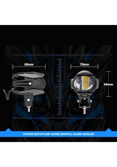 Motosiklet Led Lazer Sis Farı 2 Adet Delici Modifiye Beyaz Sarı Çift Renk 12-80 Volt