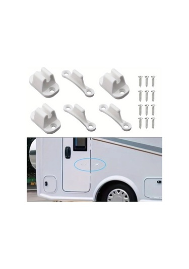 Dashanshop 3 Adet Beyaz Rv Kapı Tutucu Seti 12 Vidalı Karavan Ve Tekne