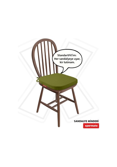 Xpermate 2'li Standartfit Oval Sandalye Minderi 42x42x5 Yeşil