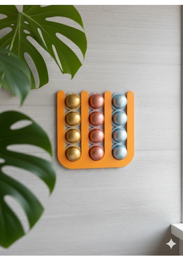 İhtiyacın3d Nespresso Vertuo Kapsül Düzenleyici Mıknatıslı 12 Li Kahve Kapsül Standı 24x24 Cm Turuncu