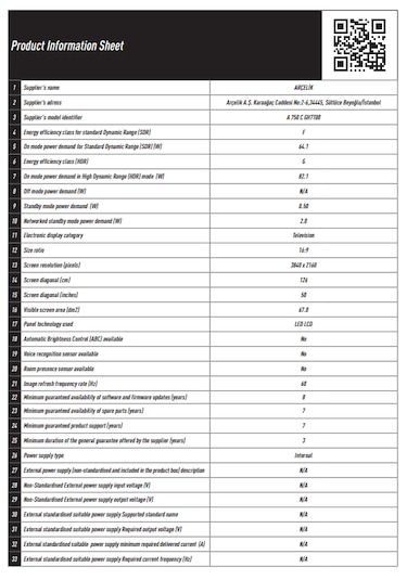 Arçelik A 750 C 7 Serisi 50" 4K UHD Google LED TV