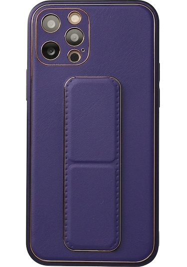 Newface Apple iPhone Uyumlu 12 Pro Kılıf Coco Deri Standlı Kapak Semeglbl - 11 - Mor