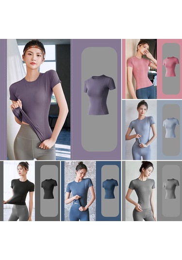 Ximistore9 Bayanlar İçin Spor Tişört - Esnek, Nefes Alıcı, Form Verici - Koşu, Yoga, Fitness - Mor Mor