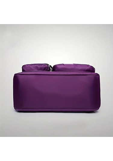 Trendooze Sunshine011 Kadın Mor Nylon Çanta Askılı Fermuarlı Bölmeli Okul İş Seyah Mor