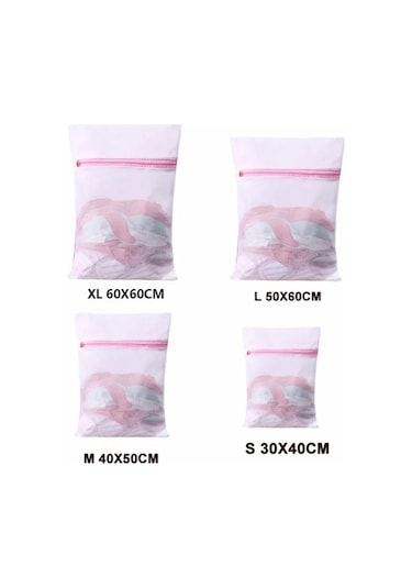 Besthome1 6'lı İnce Kıyafet Torba Seti - Ağızlı Korumalı Torbalar S-m-l-xl+2 Bar Pembe Pembe