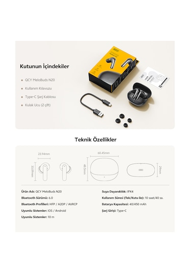 Qcy Melobuds N20 Bluetooth 6.0 Kulakiçi Kulaklık