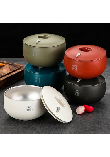 Kapaklı Yemek Kasesi Gıda Sınıfı Isı Yalıtımlı Paslanmaz Çelik Japon Tarzı Salata Karıştırma Kasesi Günlük Kullanım İçin Mutfak Aleti Yeşil