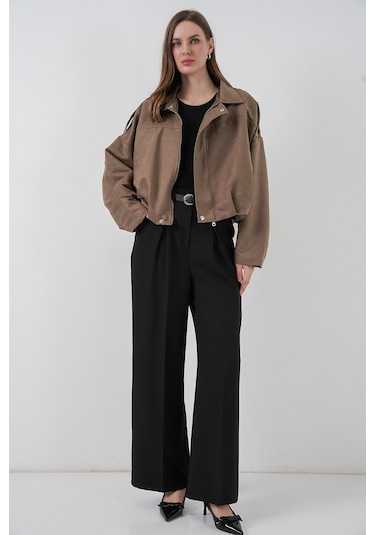 Kadın Oversize Süet Ceket 1055 - D.haki Haki