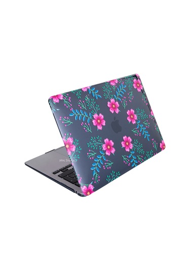 Macbook Air Kılıf 13.6 İnç M2-m3, Flower-01nl Touchıd'li Air M2-m3 A2681 A3113 İle Uyumlu Pembe Mavi
