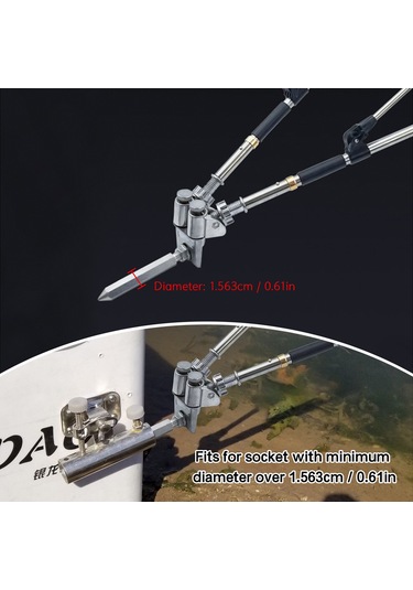 Lemestar Stainless Steel Çiftli İğne Askısı 2.1m - Uzunluk Ayarlanabilir, Açı Reglable, Toprağa Takılabilir - Balıkçılık Malzemesi