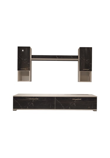 Decoraktiv Eko 5da Mdf Std Tv Ünitesi Tv Sehpası Beyaz - Siyah Mermer