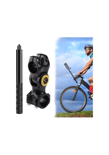 Sones Monopod Standı İle Motosiklet Bisiklet Gidon Fikstürü Montaj Kamera Braketi Adaptörü Siyah