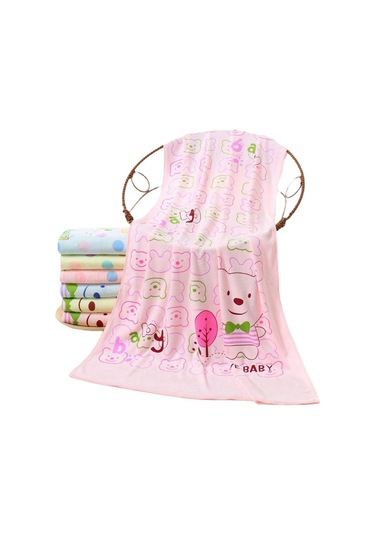 Mikrofiber Karikatür Baskılı Banyo Havlusu Emici Çocuk Büyük Havlu Banyo Örtüsü Çabuk Kuruyan Plaj Havlusu Açık Mavi Standart