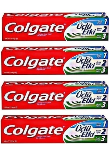 Colgate Üçlü Etki Çürüklere Karşı Koruma Diş Macunu 100 ML x 4