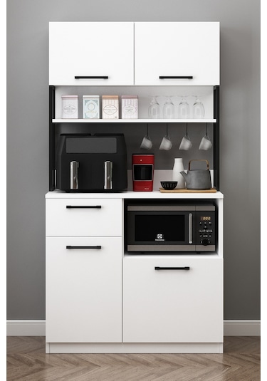 Ervin Kahve Köşesi Airfry Kiler Dolabı Beyaz Beyaz