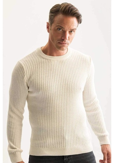 DeFacto Standart Fit Bisiklet Yaka Dokulu Triko Kazak E0811AXNSER100