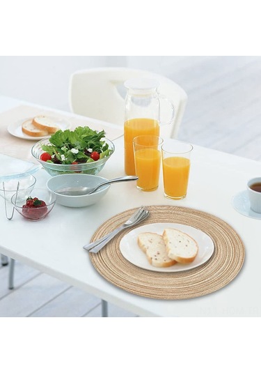 Suofeng Örgülü Yuvarlak Masa Örtüsü - 6'lı Paket, 15 İnç, Kahverengi, Sıcaklık Yalıtımlı Açık Kahverengi