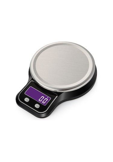 Ximistore9 Paslanmaz Çelik Tava, Hassas Mutfak Terazisi, 5kg Kapasite, Tare Fonksiyonlu, Lcd Ekran, Pil Dahil Değil. Siyah