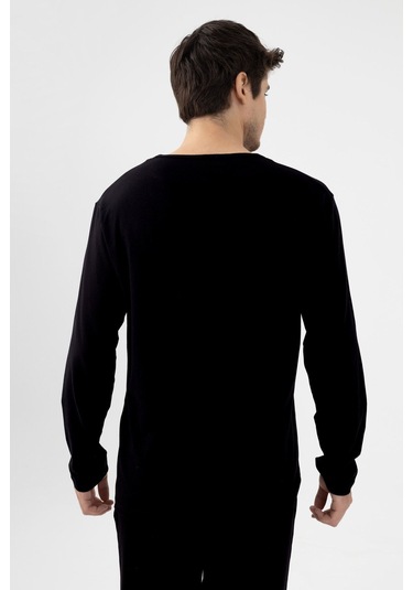 Erkek Pamuklu, Likralı, Düğmeli Ve Cep Detaylı Pijama Takımı Ko6301pj Siyah - Kırmızı