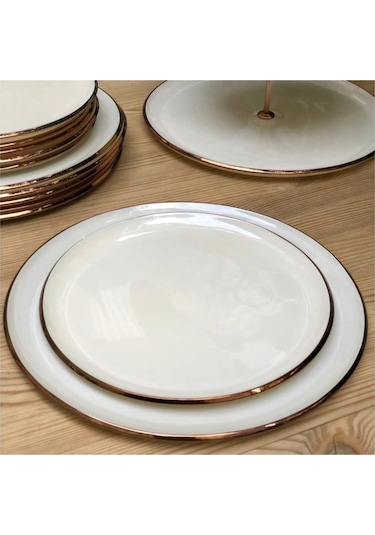Glore 21 Cm Solid Krem Pasta Tabağı 6 Lı Rose Gold 25025 Krem