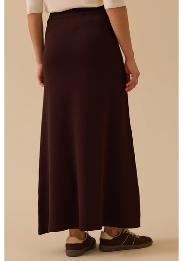 Seçil Kadın Düz Kesim Triko Etek 1013 Kahverengi Kahverengi
