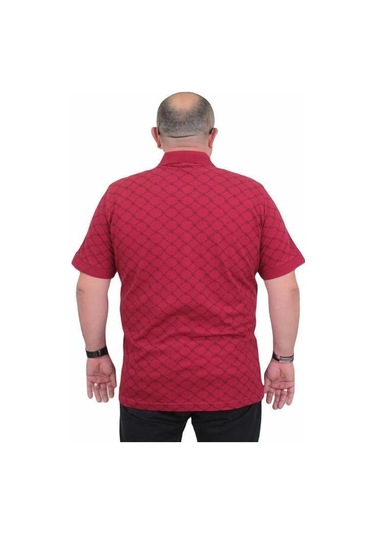 Starbattal Erkek Büyük Beden Polo Yaka Tişört Square 24452 Bordo-Bordo
