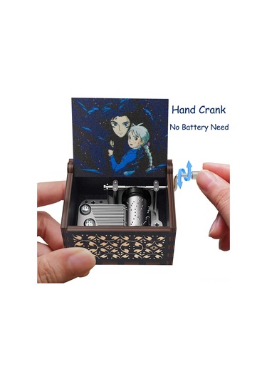 Tenfowee "howl In Yürüyen Şatosu El Kurgulu Müzik Kutusu Merry Go Round Melodisi İle Özel Hediye Siyah Şato " Siyah 2