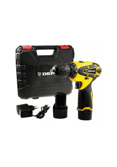 Deko 18V 3 Ah Çift Akülü Darbesiz Matkap Vidalama Sarı