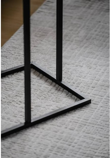 Metal Yan Sehpa Ahşap Raflı Koltuk Yanı Servis Sehpası C Sehpa