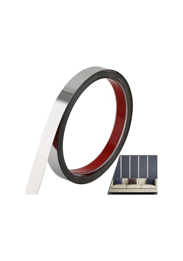 Yifomall Stainless Steel Otomatik Yapışkan Kenar Bandı 6m 50mm Ayna Gümüş Duvar Tavan Mobilya Dekoratif Kaplama