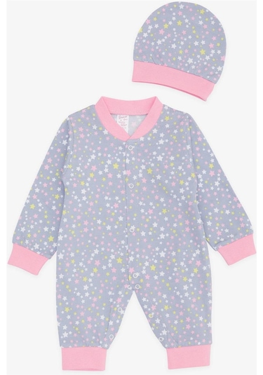 Breeze Kız Bebek Tulum Renkli Yıldız Desenli 0-3 Ay-6 Ay, Gri-Gri