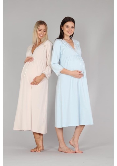 Bone Club 5302 Mavi Hamile Lohusa Gecelik 001