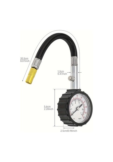 Dashanshop 0-psı Yüksek Hassasiyetli Siyah Ağır Hizmet Kamyon Motorsiklet Atv Bisiklet Lastik Basınç Ölçer