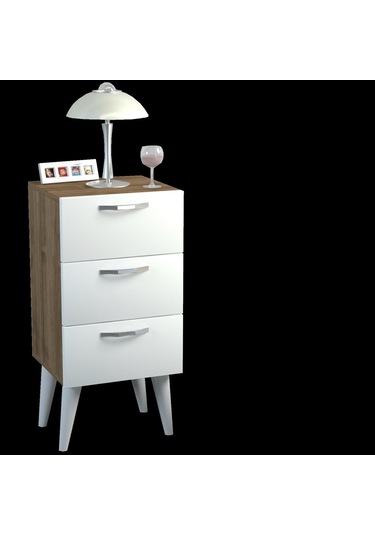 Dekorister Bellini 3 Çekmeceli Şifonyer Beyaz-Ceviz