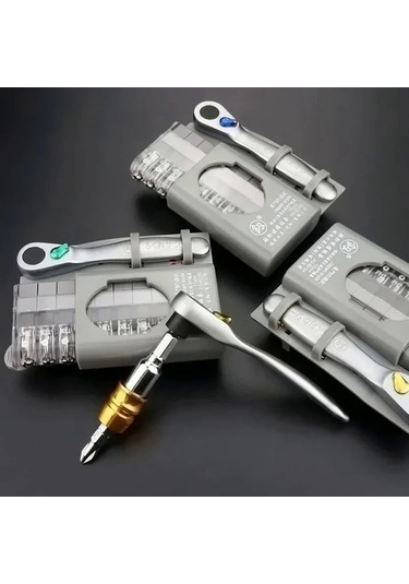 Boatshop1 Simli Fo-9212a 1 Takım Çok Fonksiyonlu Mini Ratchet Anahtar Tornavida 10 Parça Uç Seti Phillips Taşınabilir El Aletleri