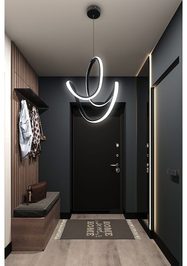 Badem Topsuz Modern Koridor & Oturma Odası Sarkıt Avize - - Kumandalı / Krom Krom