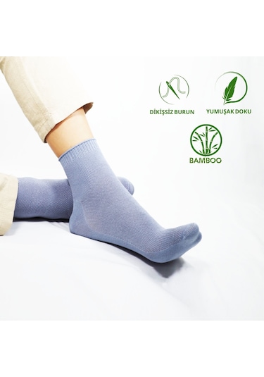Erkek Bambu Düz Desen 5 Çift Kutulu Dikişsiz Hassas Kısa Çorap Çok Renkli