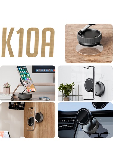 Zore K10a Vakum Özellikli Magnetik Telefon Tutucu - Siyah Siyah